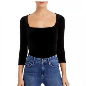 L’AGENCE Angel Square Neck Bodysuit Black